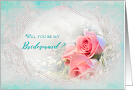 Bridal Party Invitation, Bridesmaid, Dreamy Pink Roses card