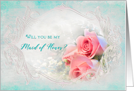 Maid of Honor, Bridal Party Invitation, DreamyPink Roses card