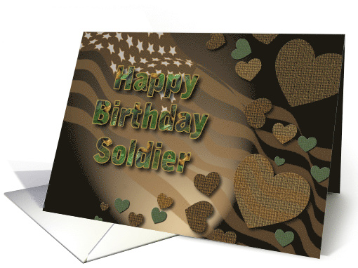 Birthday, Soldier, Patriotic, Tones of Brown in Hearts and... (596822)