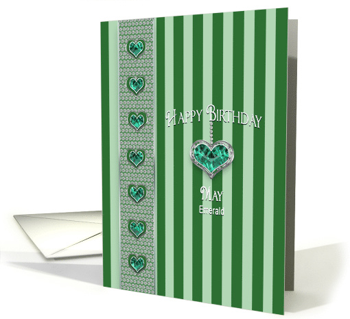 Birthstone, May, Emerald, Hanging Heart with Faux Jewels card (598981)
