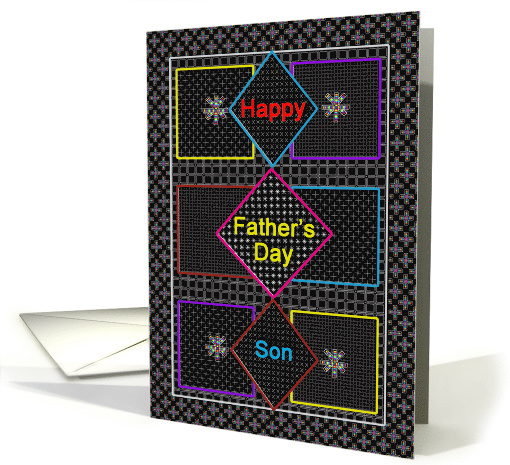 Father's Day, Son, Abstract Squares in Neon Color Borders card