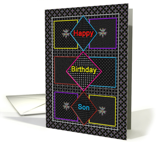 Birthday, Son, Abstract Black Squares and Diamond Shapes,... (617139)