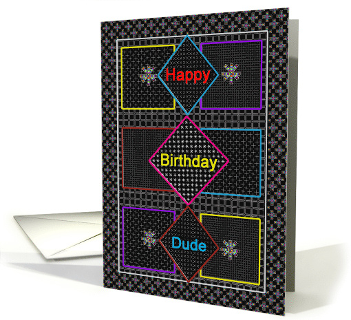 Birthday,Dude, Black Abstract Boxes and Diamond Shapes,... (617140)