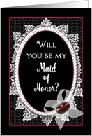 Invitation, Bridal Party Invite for Maid of Honor, Victorian Flare card