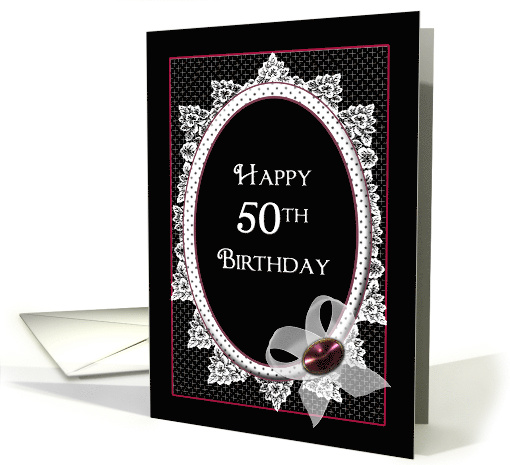 Birthday, 50th, Victorian Flare with Lace, Bow and Faux... (617243)