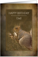 Birthday,Dad,Squirrel in the Wild on Branch with Brown Background card