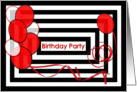 Birthday Party Invitation, Abstract Black/ White / Red card