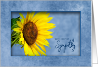 Deepest Sympathy,Bright Sunflower within Blue Frame card
