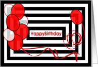 Birthday - Abstract - Black/White/Red (Balloons) card