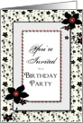 Black & White Floral Birthday Party Invitation card