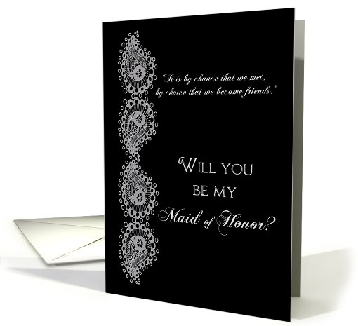 Maid of Honor Friend - Black and Silver Paisley card (688892)