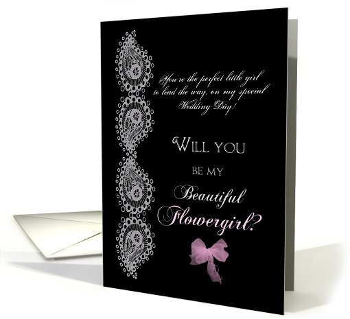 Flowergirl Invitation- Black and Silver Paisley card (688900)