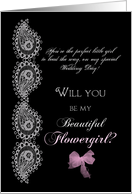 Flowergirl Invitation- Black and Silver Paisley card