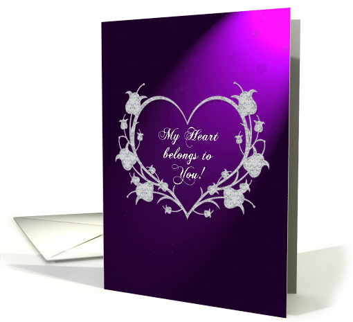 Valentine's Day, My Heart Belongs to you, Purple Floral Heart card