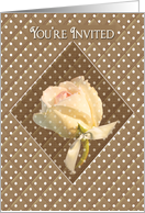 Invitation, Multi-Purpose, Delicate Rose on Brown with Polka Dots card