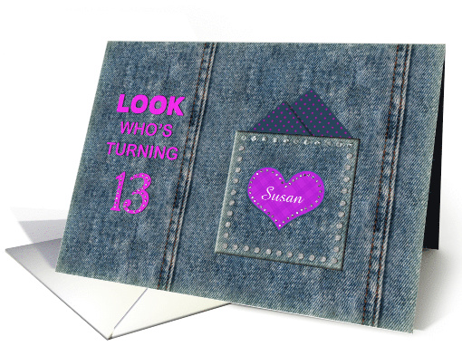 13th Birthday Party Invitations, Name Insert, Faux Gems on... (788013)