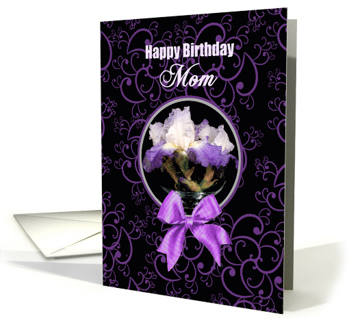 Birthday, Mother, Purple Iris In Glass bowl card (811634)