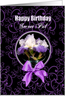 Birthday, Secret Pal, Purple Iris and Ribbon card