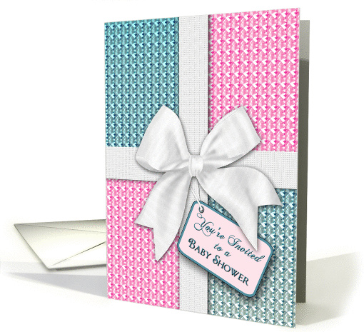 Baby Shower Invitation - Gift - Ribbon and Bow Look  Package card