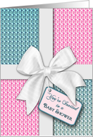 Baby Shower Invitation - Gift - Ribbon and Bow Look Package card