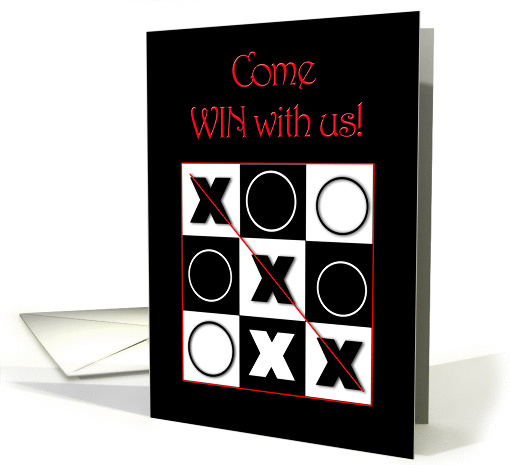 Game Night Invitations - Tic Tac Toe - Black, White, Red card (850146)