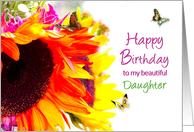 Birthday, Daughter, Vivid and Colorful Sunflowers and Butterflies card