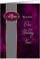 Renew Wedding Vows Invitation,Elegant Deep Purple with Faux Diamonds card