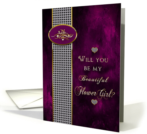 Flower girl - Bridal Party Invitation - Purple - Diamonds... (857007)