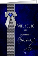 hostess - Bridal Party Invitation - Dark Blue/Navy - Diamonds (Faus) - Gold (faux) card