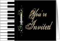 Christmas Party Invitation - Piano - Candles - Keyboard - Musicians - You’Re Invited card