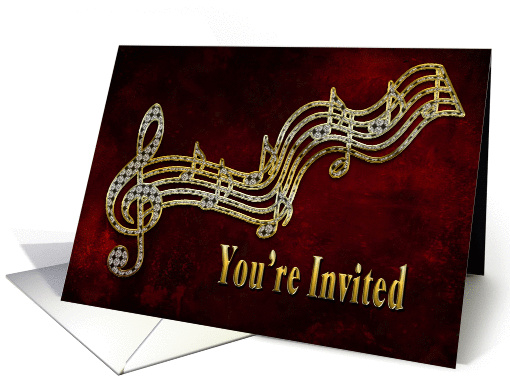 You're Invited - Musical notes - Diamond Faux - Invitation card