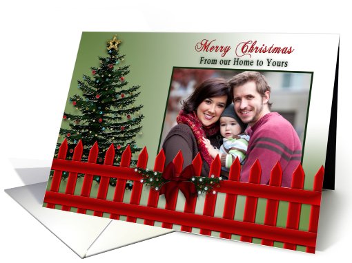 Christmas - Tree - decorations - fence - PhotoCard/ Insert card