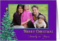 Christmas Tree Photo Card - Purple/Teal - Our Family to Yours card