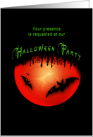 Halloween Party Invitation - Bats/Moon/Skeleton/Blood card