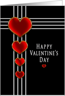 Valentine’s Day, Red Ornate Hearts on Black Background card