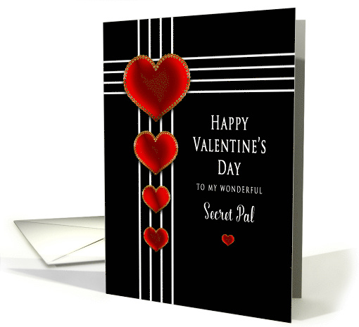 Valentine's Day, Secret Pal, Red Ornate Hearts on Black... (882600)