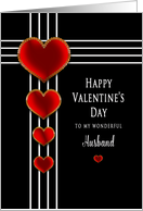 Valentine’s Day, Husband, Red Ornate Hearts on Black Background card