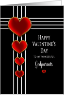 Valentine’s Day, Godparents, Red Onate Hearts with Gold Trim card