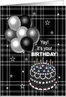 Birthday,Fun, Shades of Black & White and Patterns card