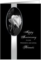 Anniversary - Parents - -Black & White - White Rose card