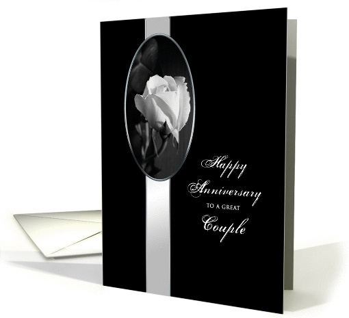 Anniversary -Couple - -Black & White - White Rose card (895303)