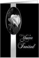 You’Re Invited - Invitation - Multi-Purpose- -Black & White - White Rose card