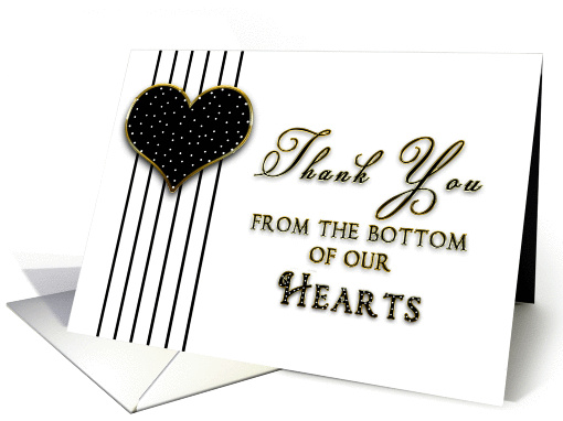 Thank You - Polka Dot Heart - Gold/Black
 card (900123)