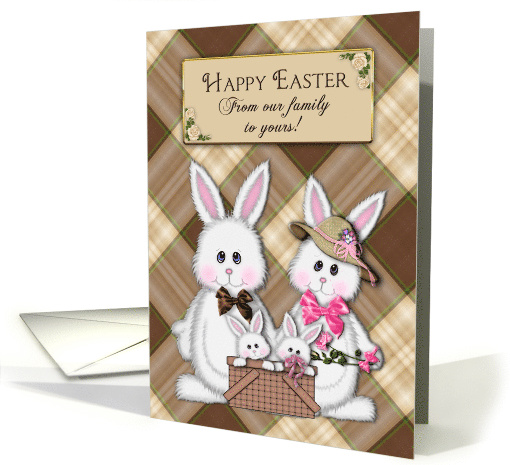 Easter, From Our Family To Yours, Bunny Couple, Babies in Basket card