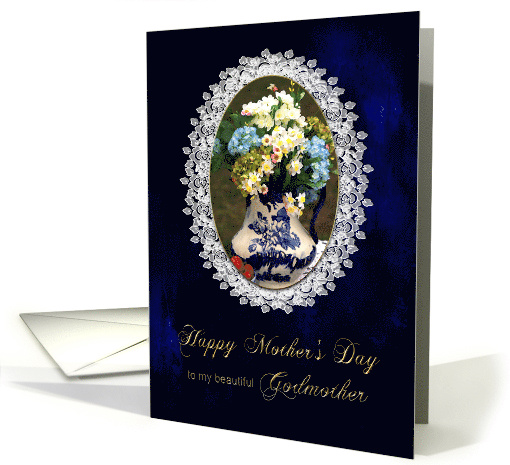 Mother'S Day, Godmother, Vintage, Lace Oval Frame & Vase... (900556)