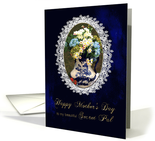 Mother'S Day, Secret Pal, Vintage, Lace Oval Frame & Vase... (900559)