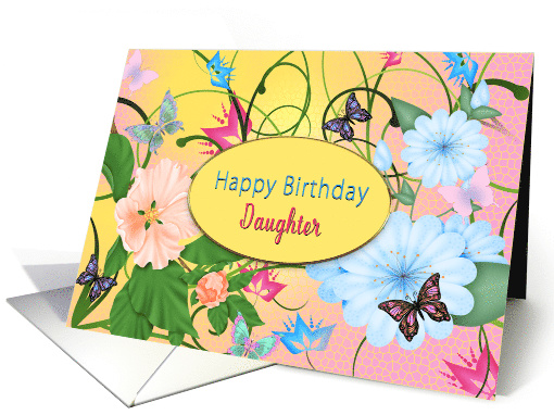 Birthday, Daughter, Butterflies and Flowers in Pink, Blue... (900910)
