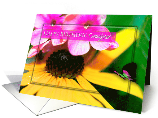Birthday, Daughter, Black-Eyed Daisy and Butterfly ,Bright Colors card