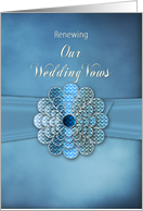 Wedding Vows Renewal Invitation, Elegant Blue Ribbon and Faux Gems card