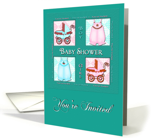Baby shower invitations-Window-Teal card (926912)